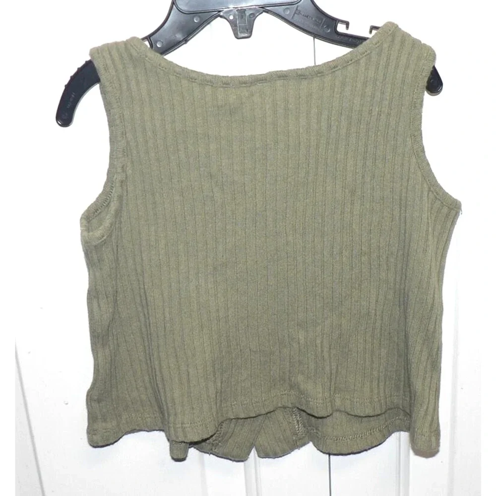 Seed‎ Girls Ribbed Button Down Sleeveless Tank Top in Green Size 3